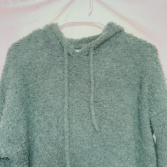 Aerie Green Long Sleeve Fuzzy Sherpa 'All Love' Hooded Pullover Sweater size XS - Picture 4 of 7